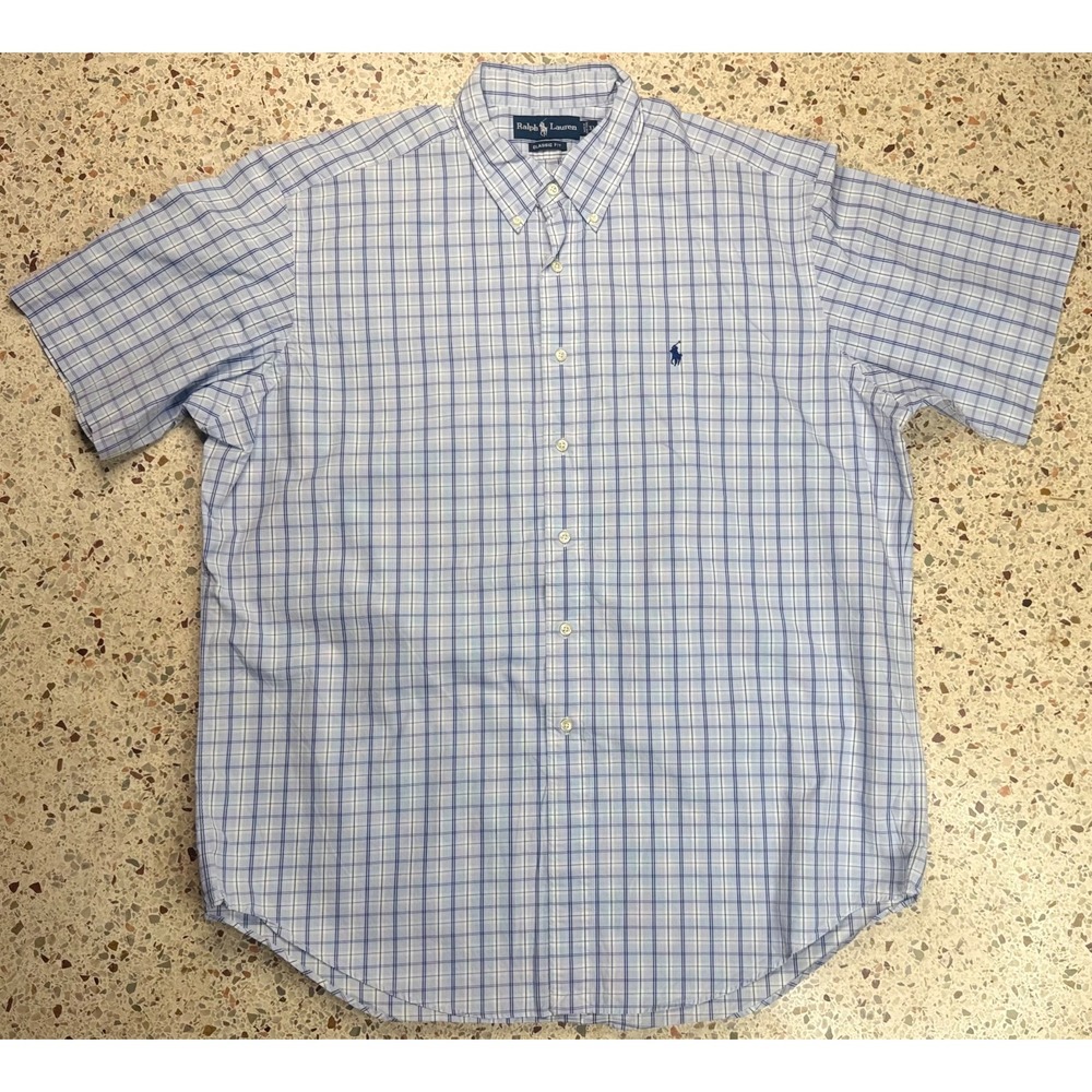 Ralph Lauren Classic Fit Men's Vintage Button Down Short Sleeve Shirt Size XL